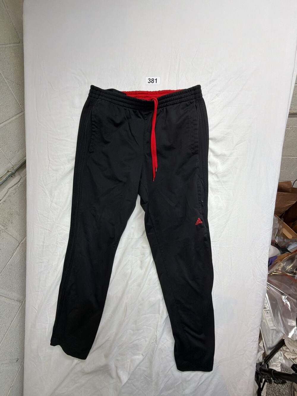Adidas Black and Red 3-Stripes Warm Up Track Pants Men's Size Large